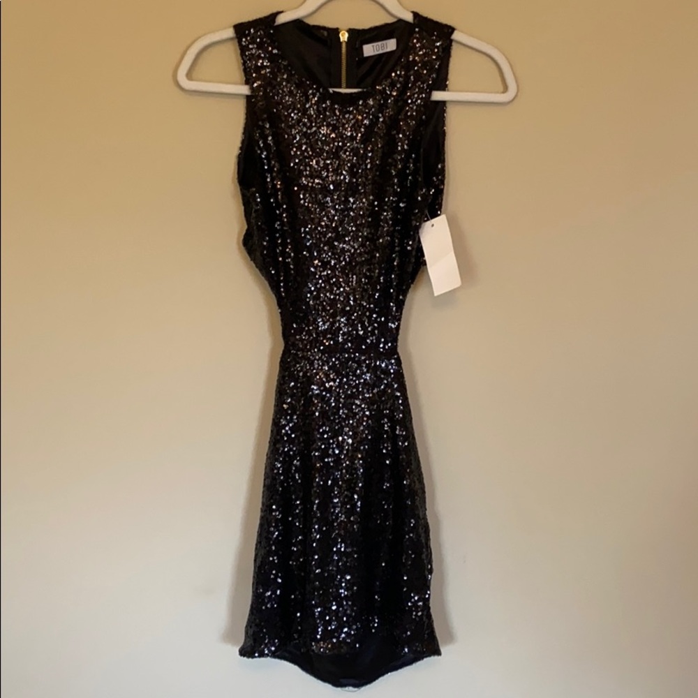 Tobi black sequin dress